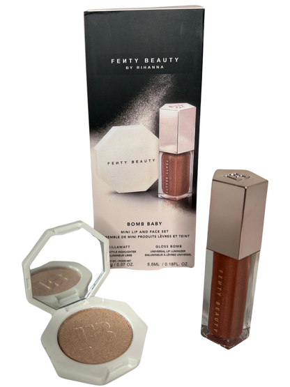 KIT FENTY BEAUTY By Rihanna Mini Lip Gloss and Highlighter FENTY GLOW-HU$TLA BABY